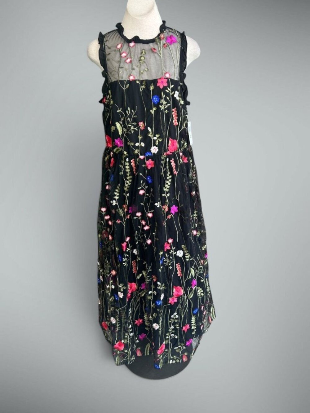 CITY STUDIO Womens Black Sleeveless Maxi Formal Floral Dress Size 18W NWT